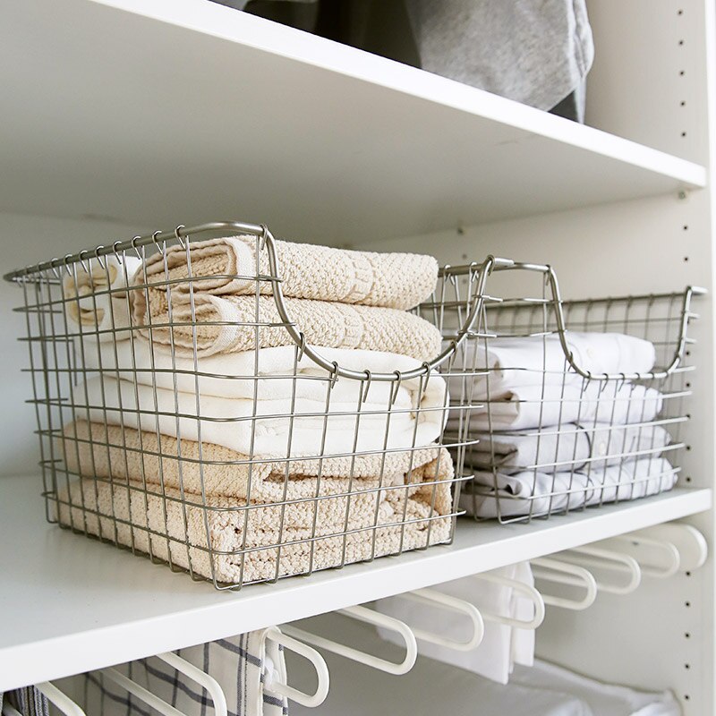 Wire Metal Basket for Kitchen, Office, Bathroom, Mudroom, Entryway, Laundry Room