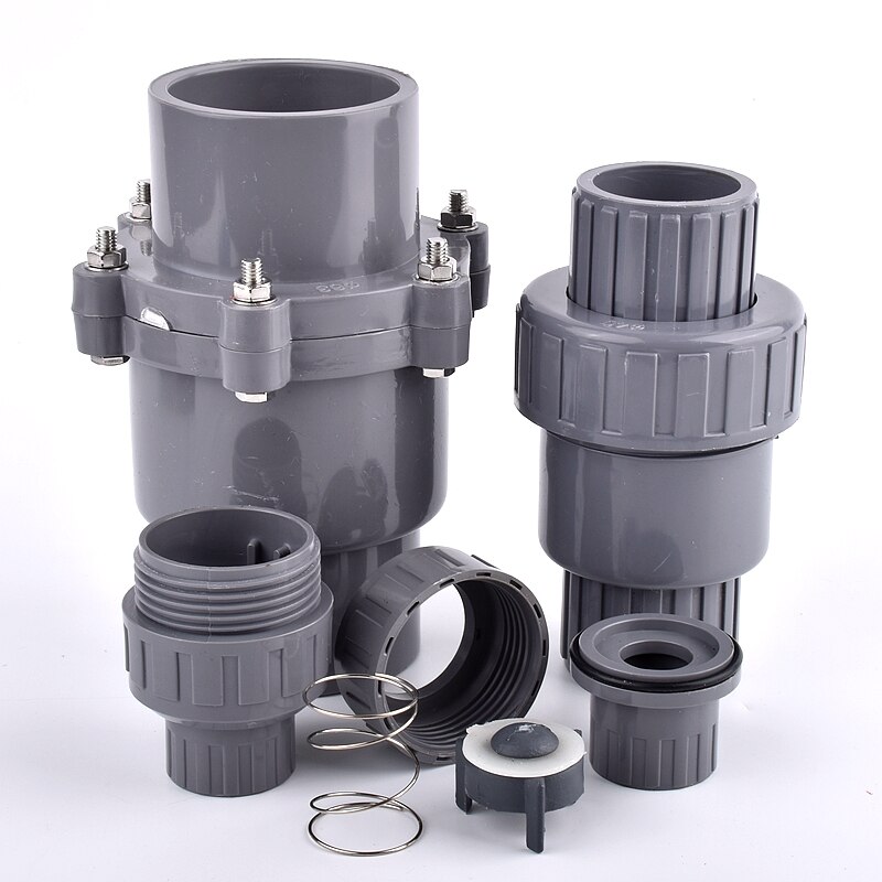1pc ID 25~110mm PVC Check Valve Water Supply Pipe One-Way Valve Watering Irrigation Tube Connector Aquarium Fish Tank Adapter