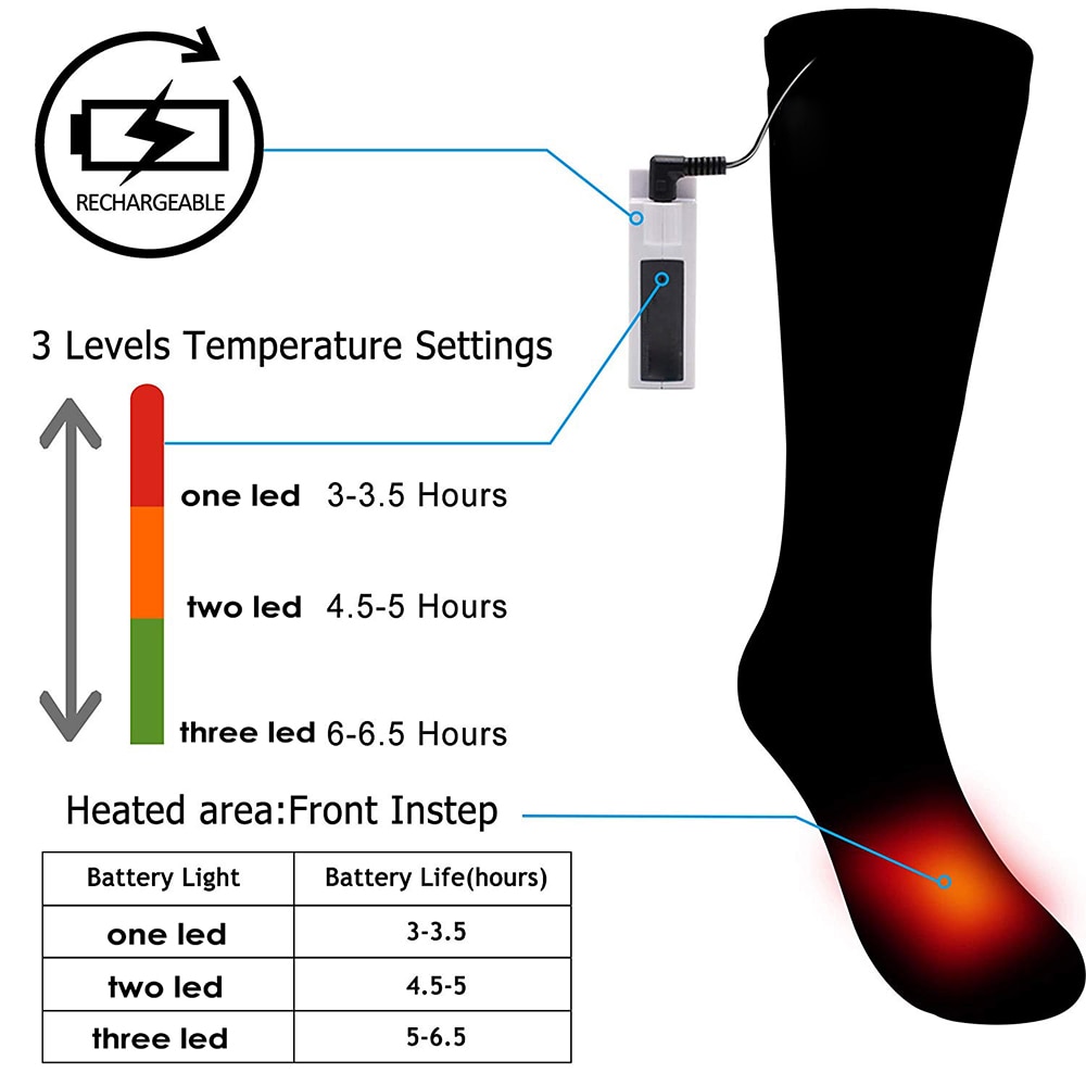Dk elektriske termisk opvarmede strømper batteri vintervarme fodvarmer julevarme sokker vintervarme udendørs sportsstrømper