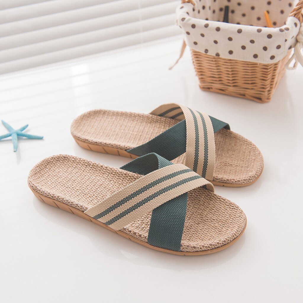 , chanclas de lino antideslizantes para hombre, zapatillas atadas cruzadas Bohemias de lino, zapatos de playa para verano, sandalias para hombre FN60