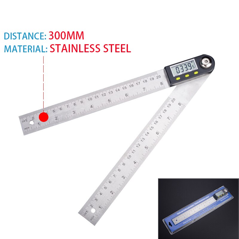 200mm digital instrument angle inclinometer angle digital scale electronic goniometer protractor angle detector: JS-300MM  pack