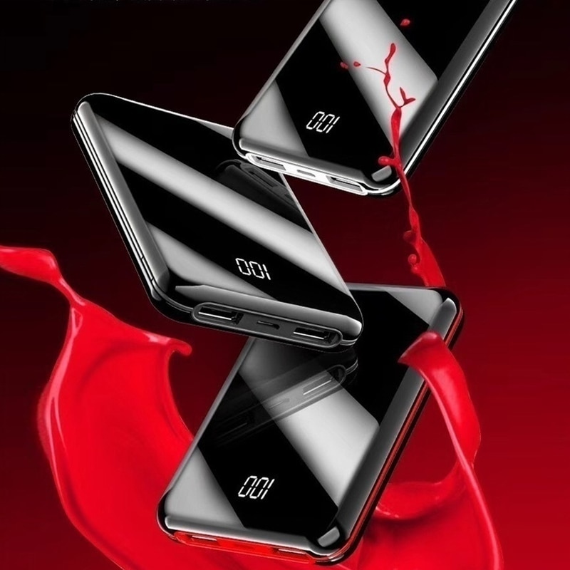 Power Bank 30000mAh Mini Spiegel Digital Display Tragbare Telefon Batterie Ultra-dünne Power Bank Im Freien Reise Ladegerät