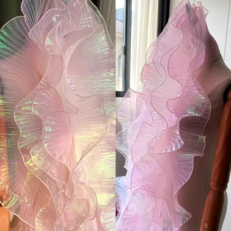 2 Meter Plissee Rüschen Organza Farbverlauf Spitzenbesatz 13 cm breit DIY Kleidung Spleißen Dekor Band Hochzeitskleid NäHenne Stoff