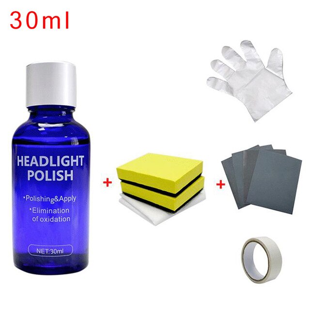 Strålkastare polish kit bil strålkastare strålkastare rengöring reparation restaurering plast polish återställande kit: 30ml