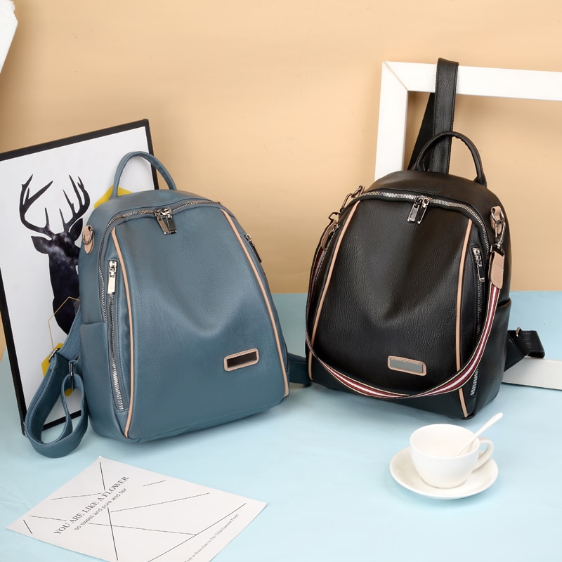 Frauen Rucksack frühjahr neue wilden weiche leder freizeit reise große kapazität blau farbe tasche geldbörse