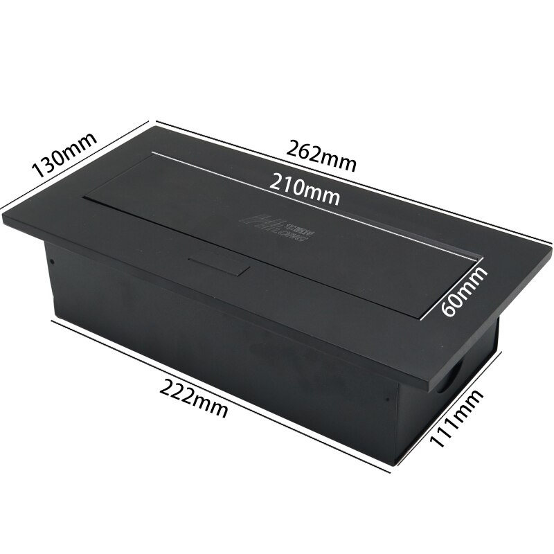 COSWALL Zinc Alloy Plate 16A Slow POP UP 2 Power EU Socket Dual USB Charge Port 2.1A Office Table Desktop Outlet Black Steel Box: Long black