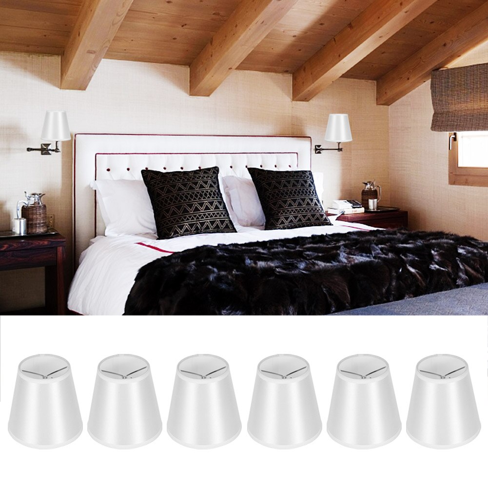 6Pcs Metal+Cloth+PVC Nordic Modern Fabric Lampshade For E14 Chandelier Wall Lamp For Home Bedroom Decoration