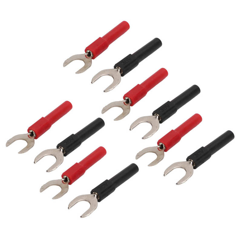 U Fork Spade Connector Red Black Y Spade Plug for Multimeters