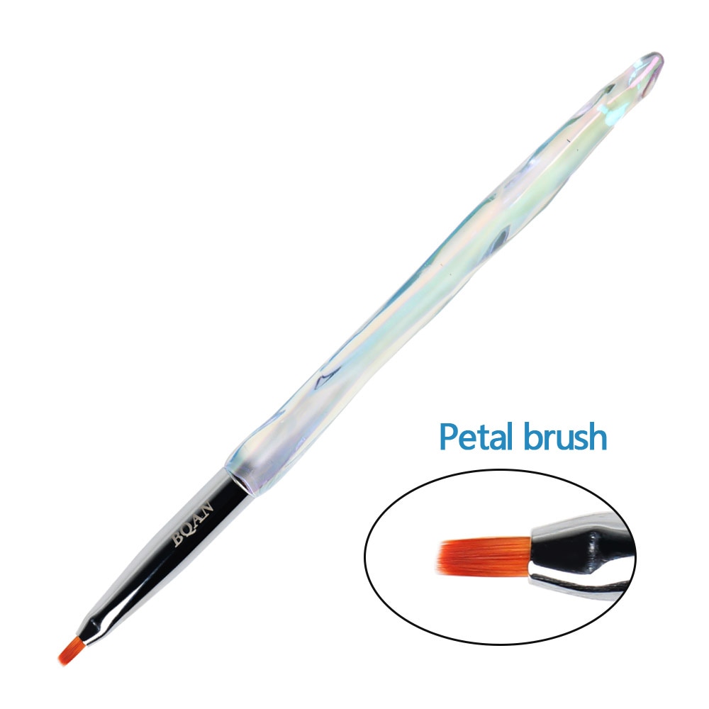 ANGNYA 12 #14 # Acryl Nagel Pinsel Gewellt Kolinsky Zobel Nagel Kunst UV Gel Baumeister Manikübetreffend Pinsel Flache Runde diamant Gradienten Griff: Blütenblatt Bürste