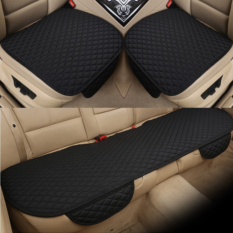Black Car Seat Cover Universal Breathable Four Seasons Flax Cushion For Most Auto Four Door Sedan SUV Car Seat Protector: black 3pcs