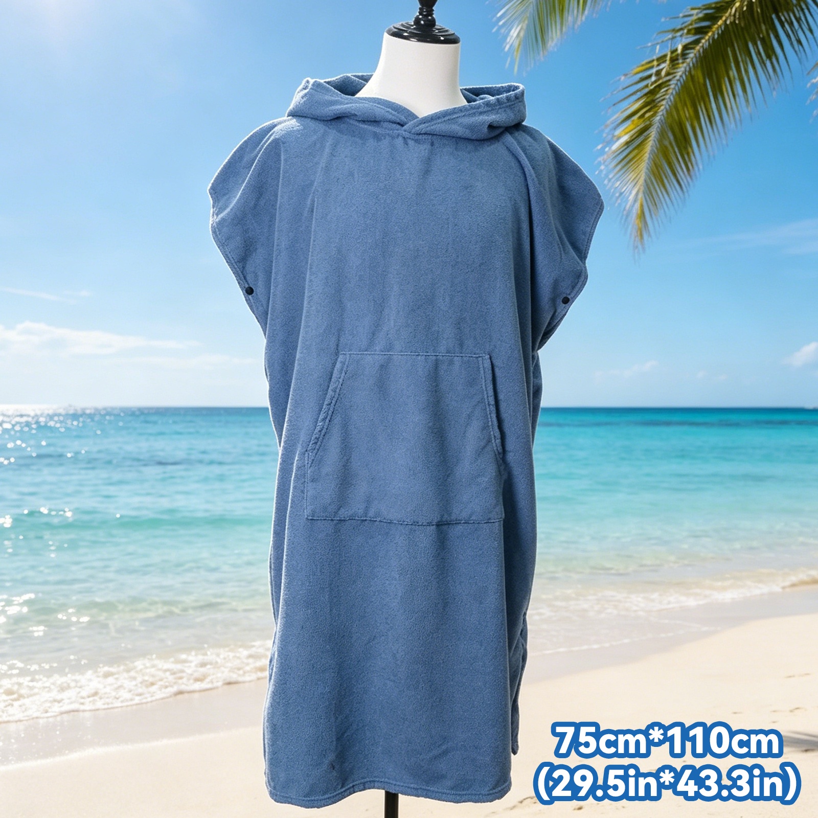 Volwassenen snel drogende surf poncho hoodie microvezel strandjas zwemhanddoek voor wisselen en strandgebruik: Blauw