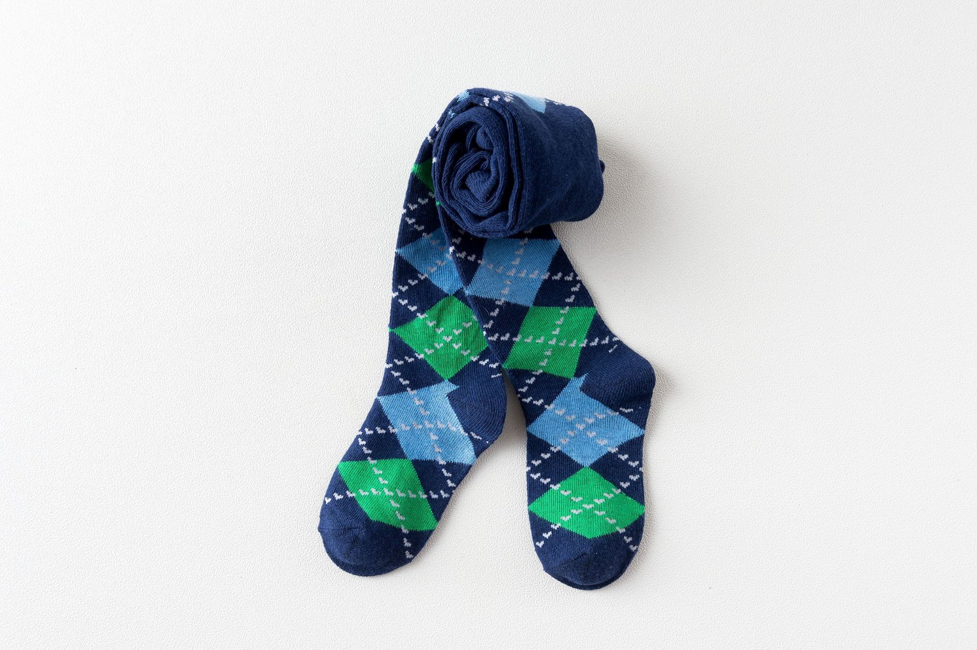 YWHUANSEN Children's Tights Rhombus Pattern Stockings For Girls Boy Cotton Pantyhose Kids Patterned Collant Enfant: 2 / 7 to 9 Yrs