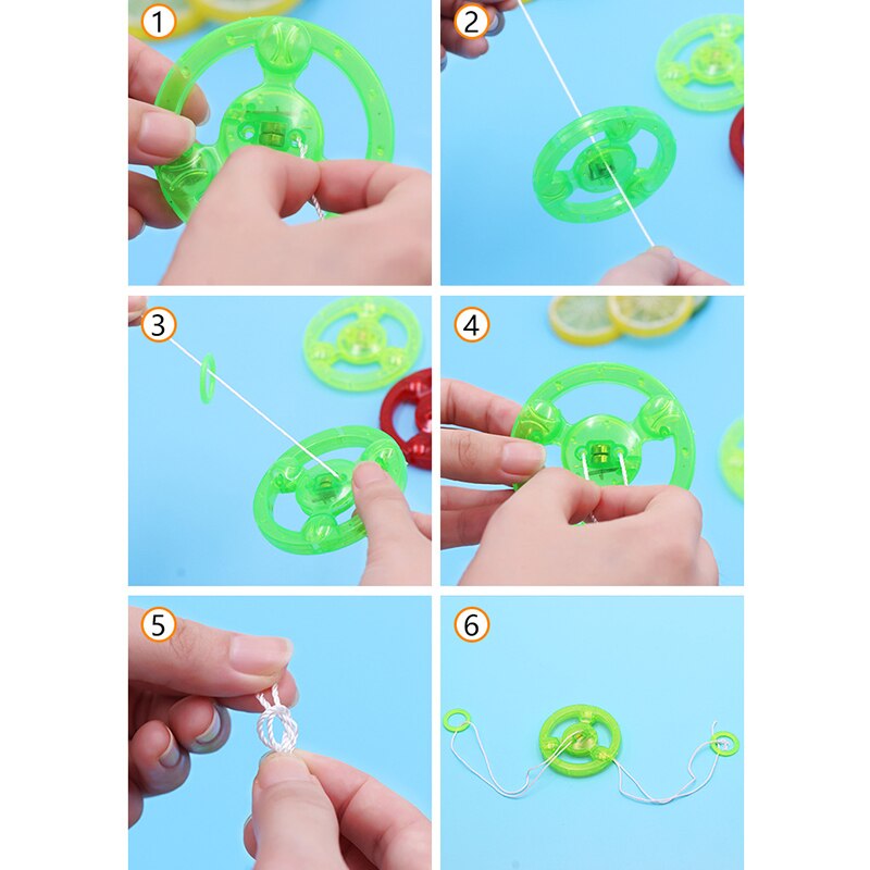 Hand Pull Luminous Flashing Rope Flywheel Toy Stay Flywheel Random Color Of Luminous Pull Wire Flywhee Children'S Toy