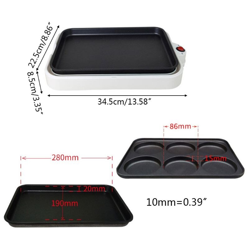 800W Snack Maker Egg Hamburger Wheel Cake Maker famiglia 6 cavità macchina da forno multifunzione