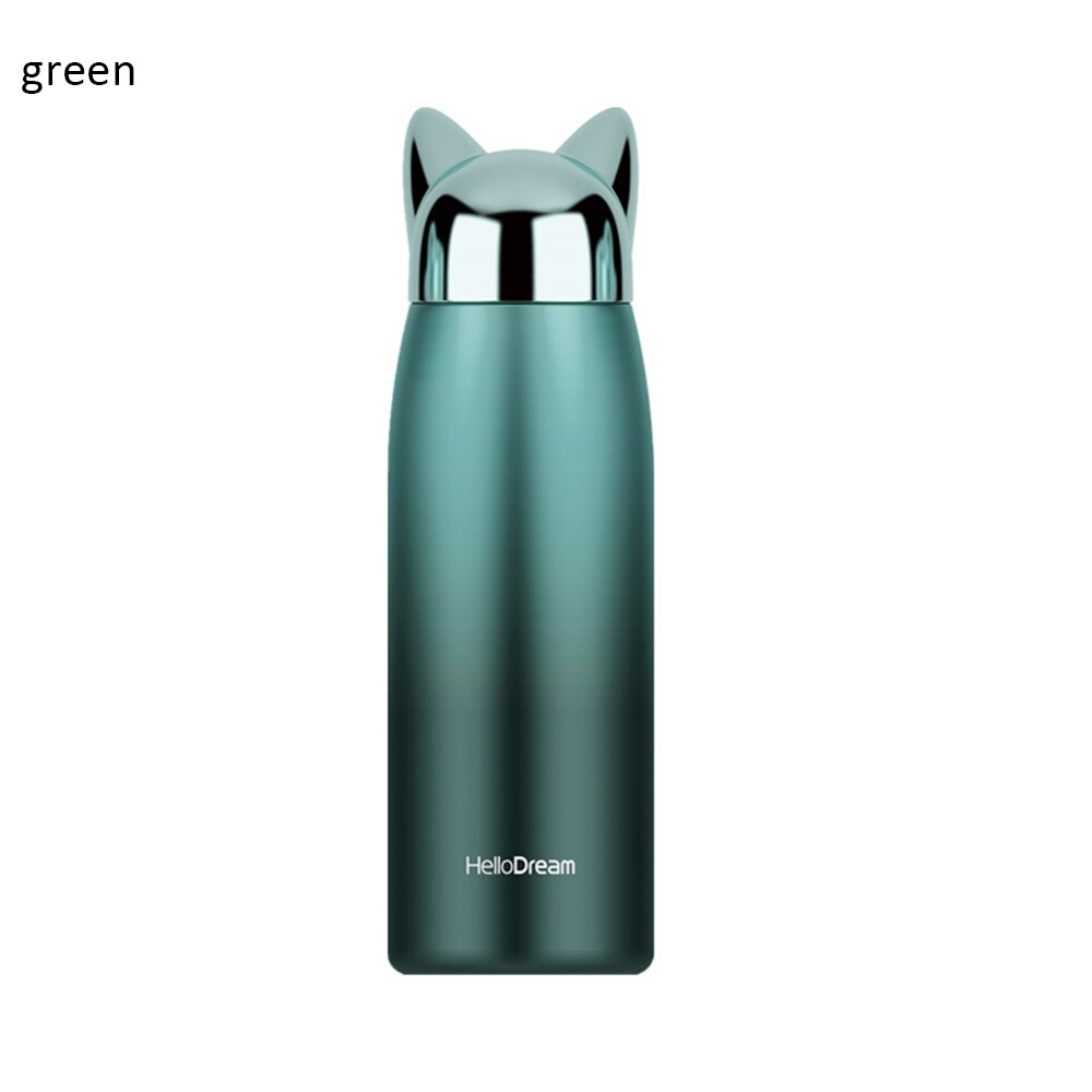 300/320ml termoflasker rustfrit stål vakuumflasker søde katteør termisk kop bærbar rejse udendørs krus til kaffe te mælk: 300ml c