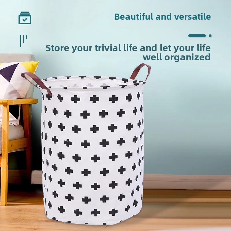 Foldable Cotton Linen Laundry Basket Bathroom Dirty Clothes Hamper Toy Storage Bag Home Organizer Foldable Fabric Hamper