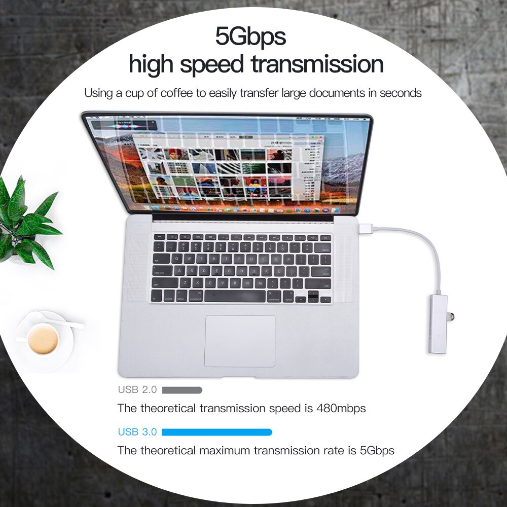 USB tipo C a RJ45 100/1000M, USB3.0 2,0, red externa extendida, concentrador USB C para STB TV Box, ordenador portátil y Macbook