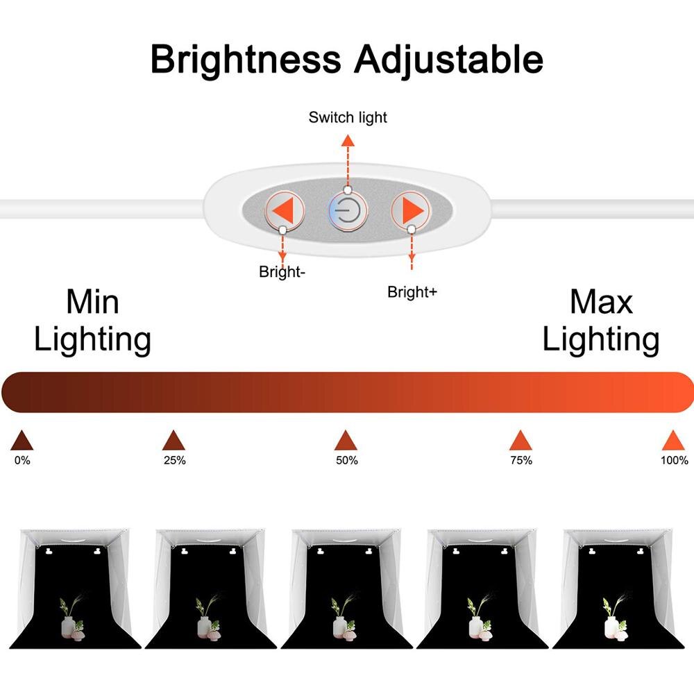 Tabletop Shooting Led Portable Photography Mini Tents Box Studio for Camera Photo Softbox 4 LED Light Bar 6 Backdrop Photobox