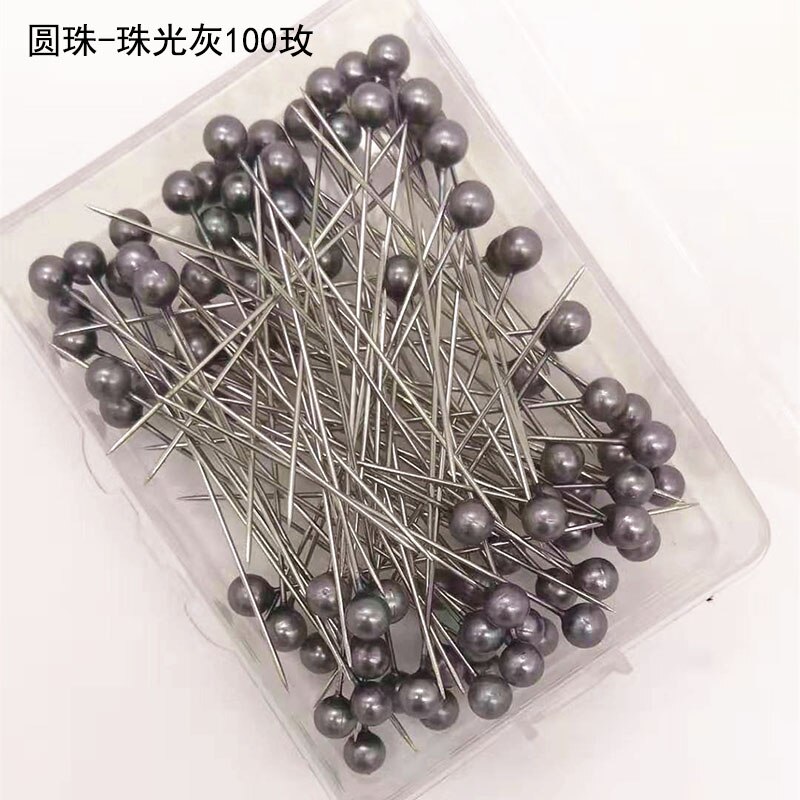 100pcs/Set Sewing Pins Locating Pin Apparel Sewing Needle DIY Handcraft Patchwork Dressmaking Pins Garment Sewing Accessories: Round Grey