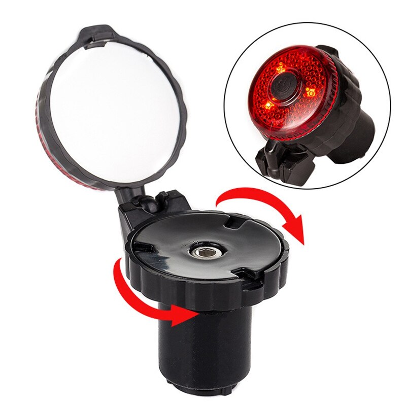 Fiets Achteruitkijkspiegels 360 ° Verstelbare Fiets Stuur Spiegel Blast-Slip Glas Lens Veilige Fiets Spiegel Met Waarschuwingslampje: Default Title