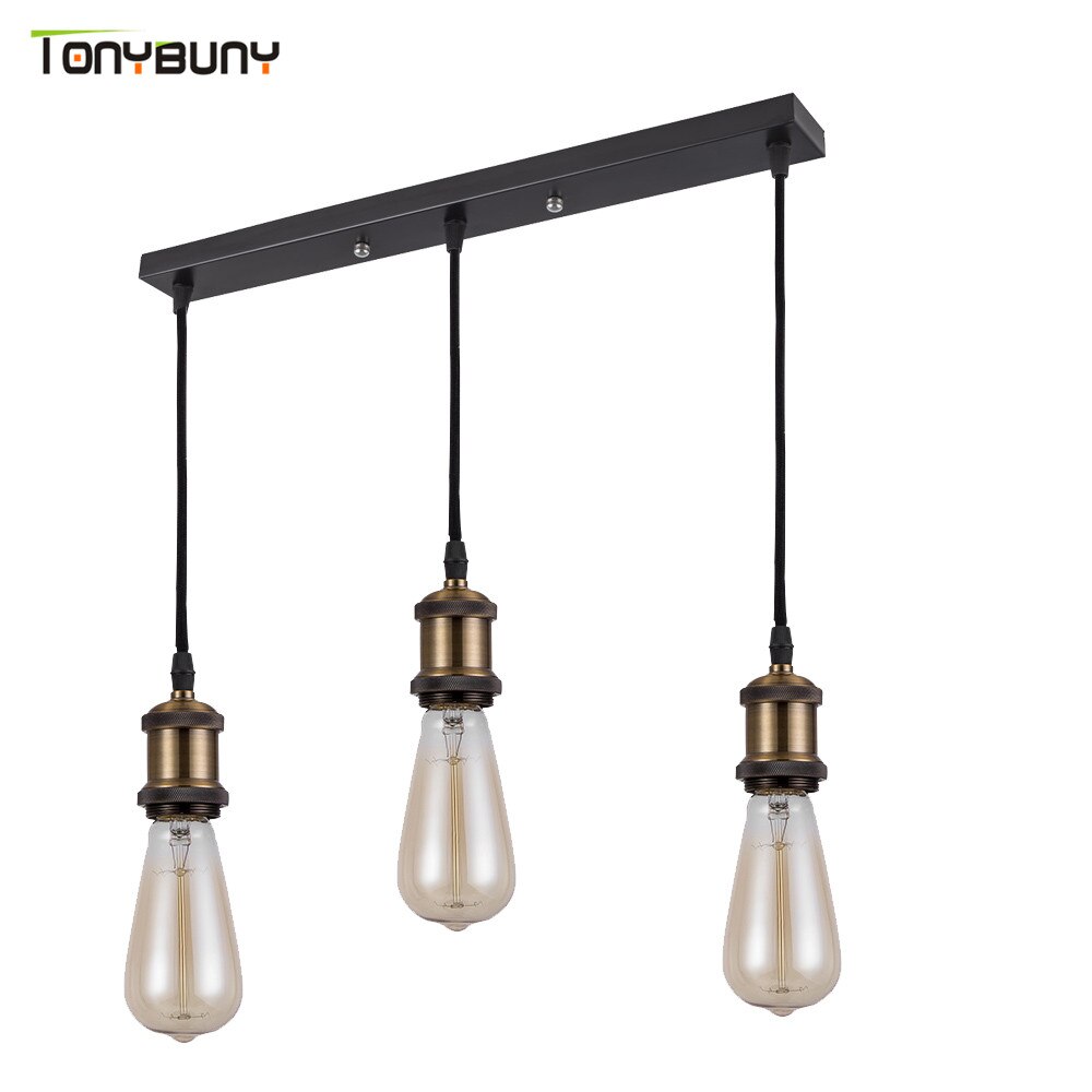 Retro Industriële Loft LED Bar Hangende Lamp E27 Socket hanglampen Aluminium Eetkamer Hangende Verlichting Keuken Opknoping Lampen