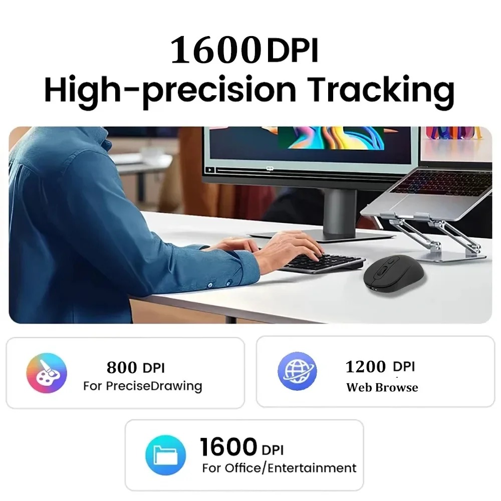 Draadloze Stille Muis Bluetooth 5.2 USB 2.4G Dual Mode Muizen Oplaadbare Muis 1200 DPI Gaming Muis Voor Macbook tablet Laptop PC