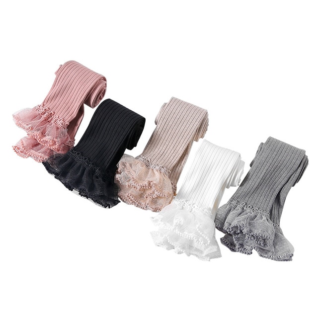 Leggings printemps-automne pour filles | Vêtements pour enfants, pantalon en coton doux, respirant, mignon, en dentelle,