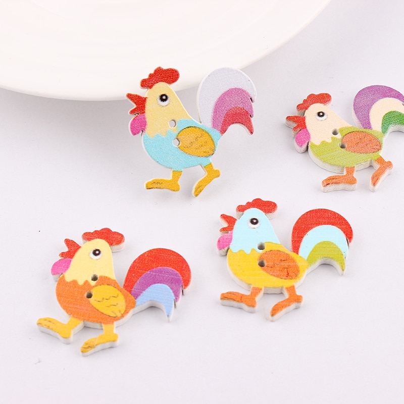 50 stuks veelkleurige grote pik knopen knop 2 gaten diy willekeurige houten knopen naaien scrapbooking accessoires 31*31.5mm