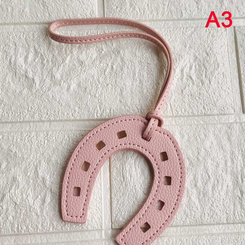 1 stk pu læder hestehov hestesko nøglering håndtaske nøgleringe nøglering holder charm taske pung tilbehør til kvinder og piger: A3