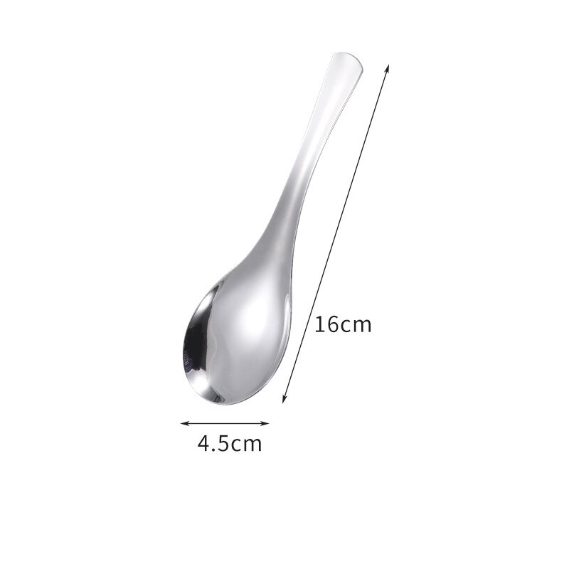 Stainless Steel Chinese Soup Spoons Home Kitchen Deepen Large Capacity Silver Mirror Polished Flatware for Soup Rice Tableware: L