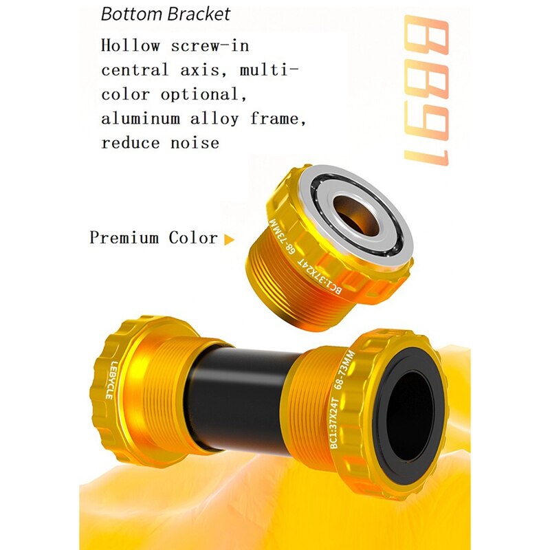 Lebycle Bike Bottom Bracket Set Sealed Bearing Thread Type 68 73mm BSA68 BB91 Shell 24mm MTB Road Bike Bottom Bracket