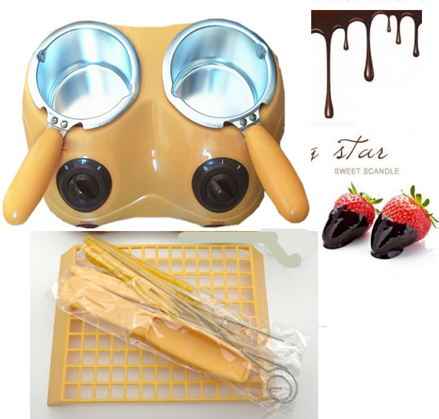 Holdbar chokoladesmeltepotte elektrisk fondue smeltemaskine sæt diy værktøj eu stik rustfrit stål & plast diy køkkenværktøj
