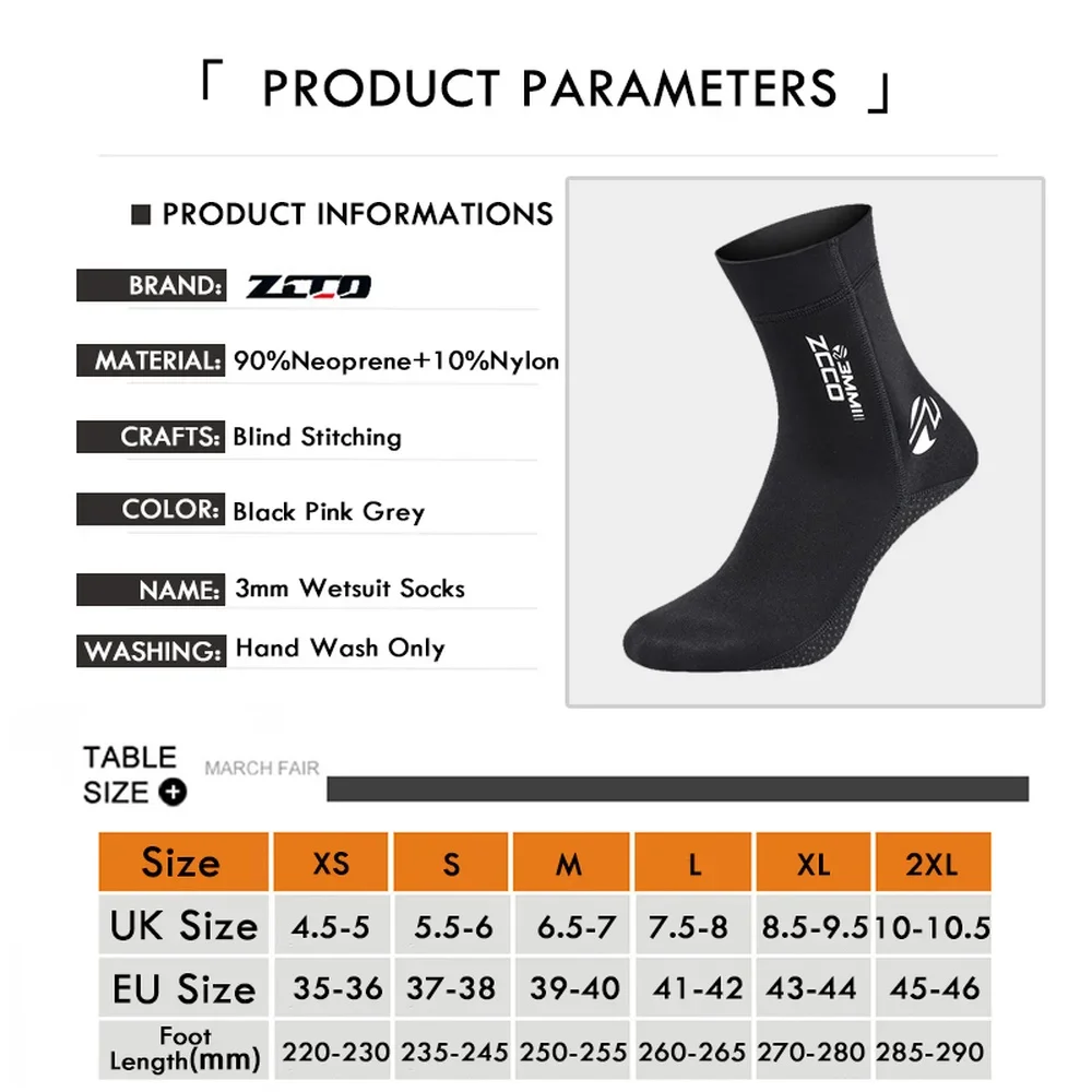 1 paire de chaussettes de plongée en néoprène 3mm, antidérapantes, chaussures de combinaison chaudes en Patchwork pour adultes, bottes de surf pour hommes et femmes, natation,