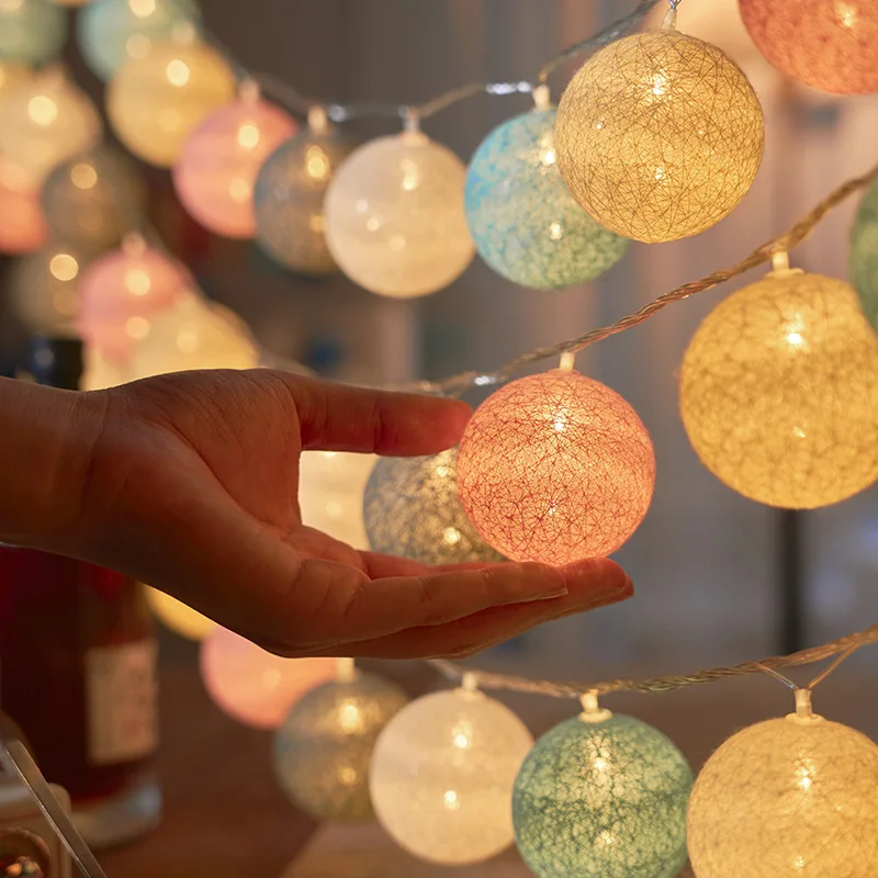 Guirnalda de algodón con bolas de luces, cadena de Navidad para colgar al aire libre, , habitación, cama, luces de hadas, decoraciones de boda y Halloween: changeable / 350 W