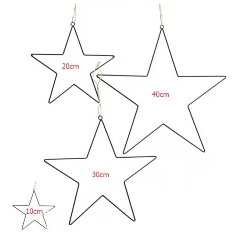 Anneaux en fer forgé avec cadre de couronne d&#39;étoiles en fil métallique, anneaux en macramé pour capteur de rêves fait à la main, de nouvel an, Q84D