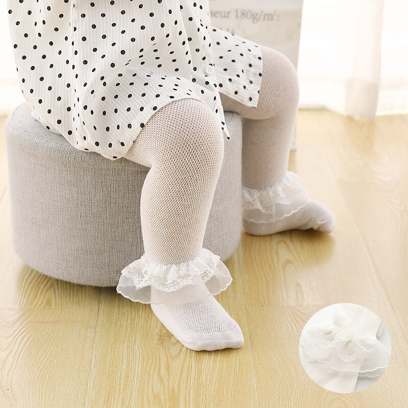 Baby Strumpfhosen Mädchen Neugeborenen freundlicher Strumpfhosen Spitze Bogen Blume Pantyhorse freundlicher Strümpfe Sommer Gittergewebe Strumpfhosen Kleinkind: Weiß Spitze / 1 zu 2Jahr