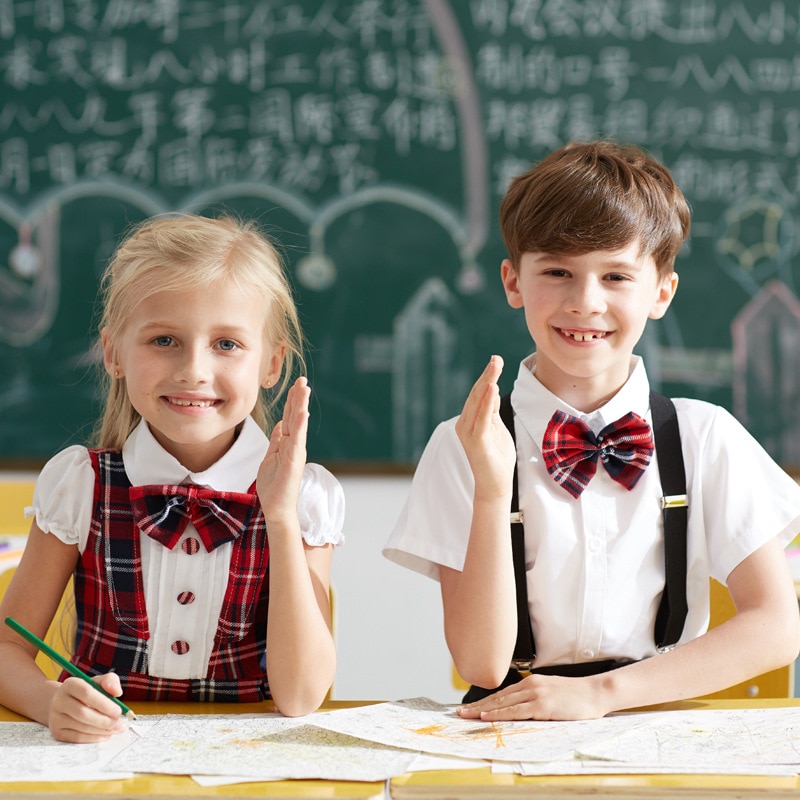 100-170cm Kids Clothing Set Tops+skirt+bow Teenager Girls Plaid Student School Uniform for Children Boys Choir Costumes