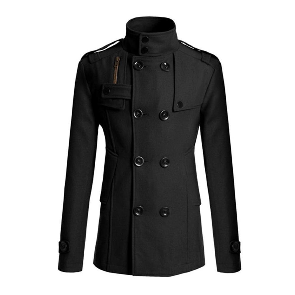 Wollen Jassen Mannen Winter Warme Wollen Jas Mens Zelf Teelt Effen Kleur Stand Kraag Double Breasted Jas overjas