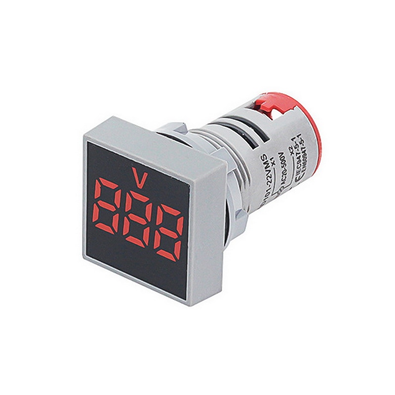 22mm kvadrat  ac 12-500v volt spændingstester meter monitor strøm led indikatorlampe lys display diy mini digital voltmeter
