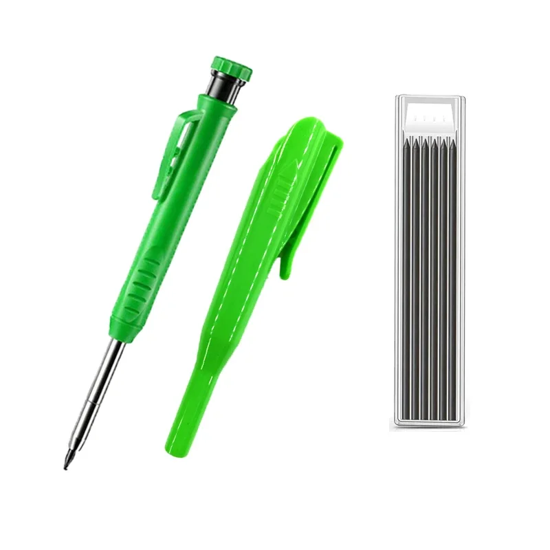 Ensemble de crayons de charpentier solide avec recharge de plomb, outils pour le travail du bois, crayon mécanique, outils de travail de Construction, traceur de marquage de menuiserie: Clair