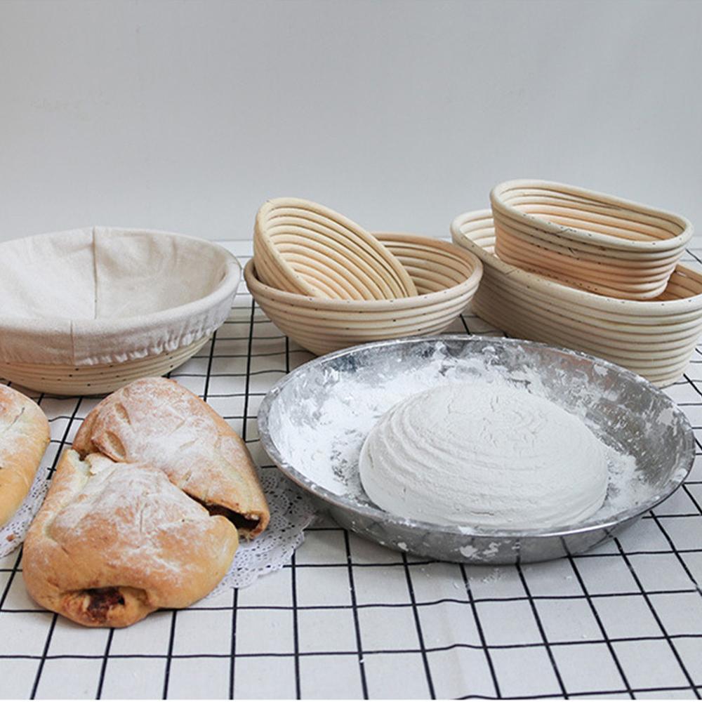 Juego de cestas de mimbre para fermentación de pan , cubierta de tela, masa de Baguette forrada reutilizable, cestas para fermentación, decoración de almacenamiento