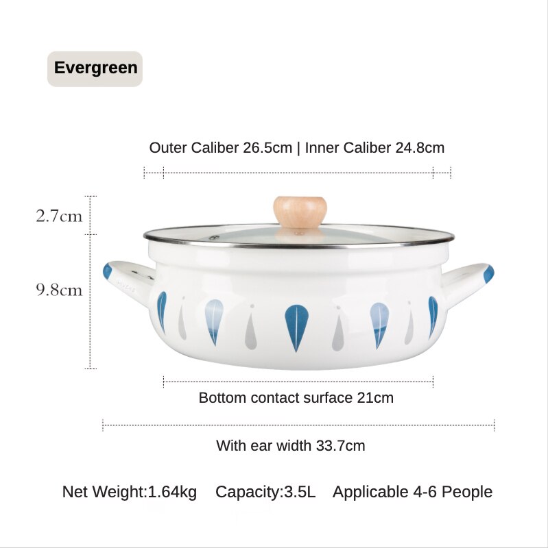 Household Four Seasons Large Capacity Enamel Stew Pot Pot Gas Induction Cooker Special Use Simple Thickened Soup Stew Cooker: Evergreen