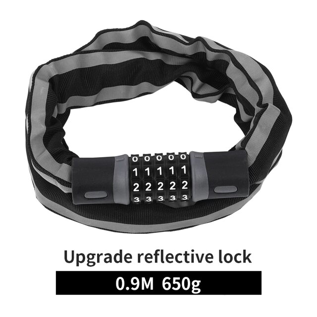 West Fietsen Bike Lock 0.9/1.2/1.45 M Motorfiets Fiets Kabel Lock Anti-Diefstal Met 5 Wachtwoord gecodeerde Gelegeerd Staal Sloten Voor Fietsen: 0.9M Reflective