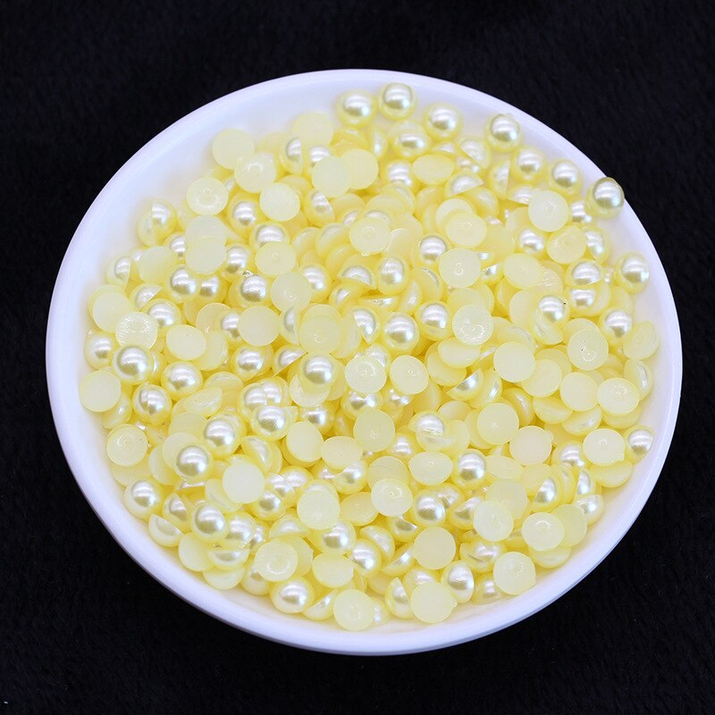 2mm 5000 Uds. Perlas falsas de respaldo plano ABS-Ropa y costura de diamantes de imitación de perlas-Scrapbooking confección de tarjetas perlas: 4-Light Yellow