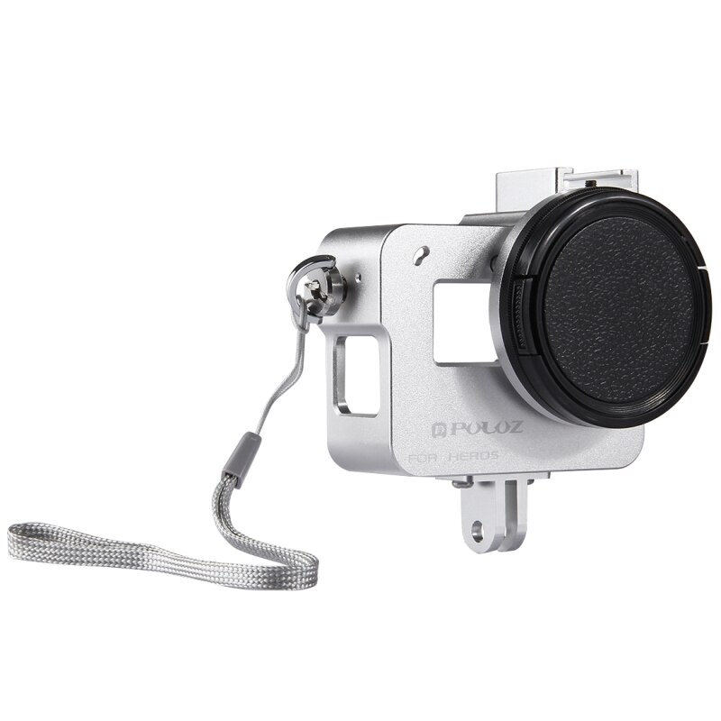 Puluzhölje skal för gopro hero 7 svart 6/5 hård skyddsbur +52mm uv -lins 8*6*4.6cm fodral för go pro hero 5: Silver-