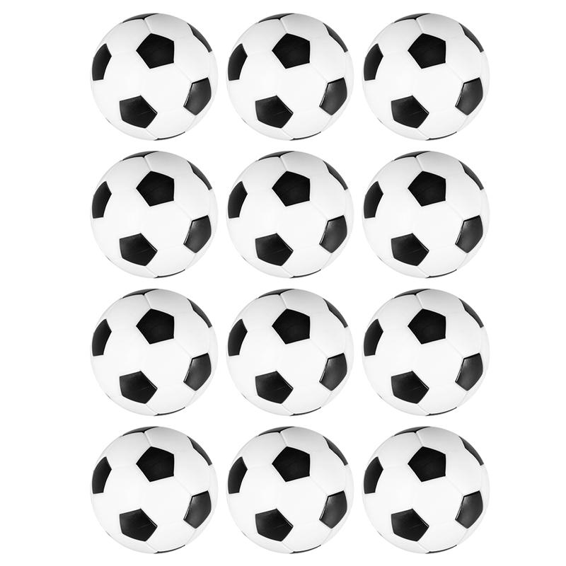 12pcs 36MM Sport Football Table Replacement Black and White Tabletop Soccer Balls Game Table Size Foosball Table Soccer