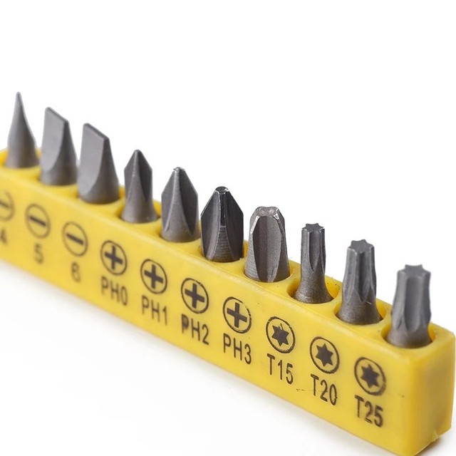 10 Pcs Insert Bit Set Torx Flat Head Cross Screwdriver Screws Head For Electrical Drill Electric Screwdriver Parts: Yellow