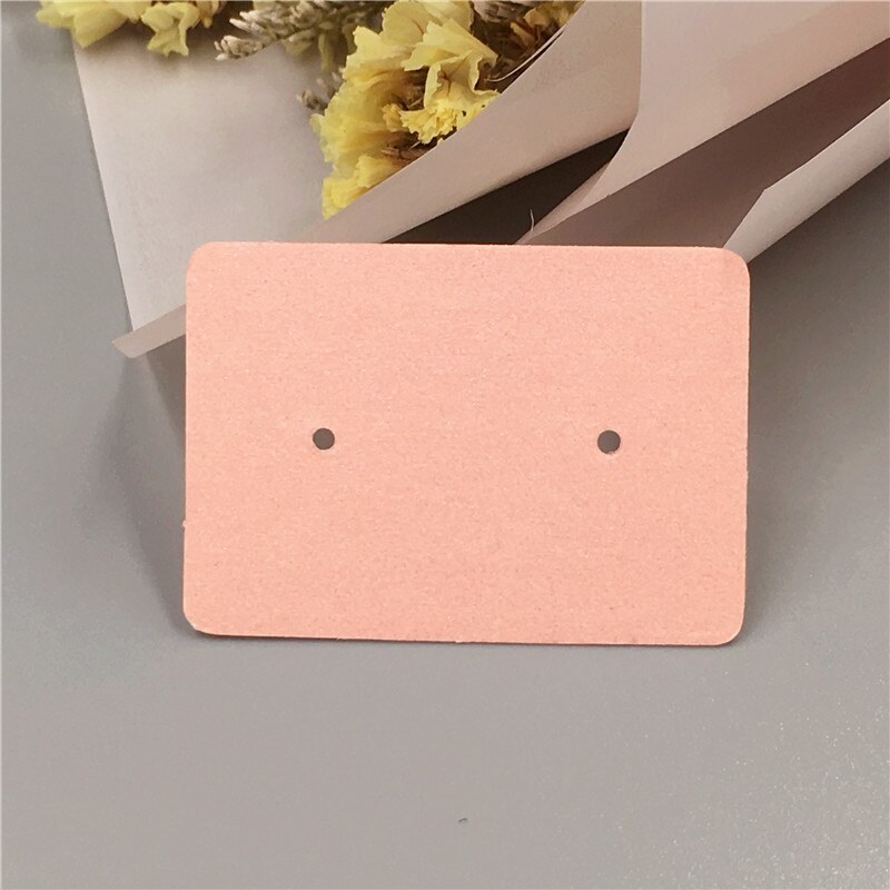 100pcs 3.5x 2.5cm compact and cute DIY handmade jewelry display card ear nail/earring price tag card: Pink