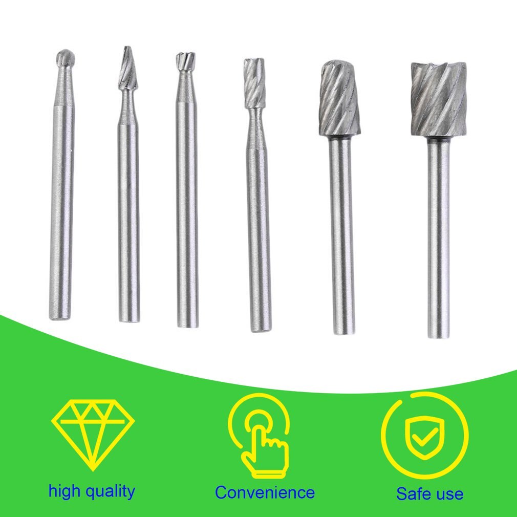6pcs Universal HSS Routing Router Grinding Bits Burr Rotary Tool
