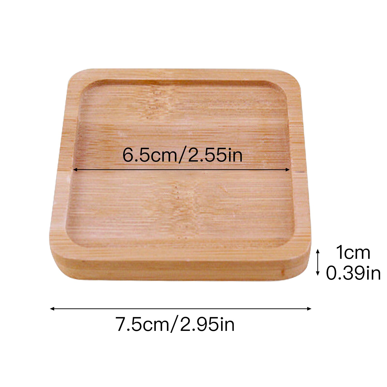 2Pcs Bambu Vierkante Bamboe Platen Bloem Stand Ronde Kommen Voor Vetplanten Potten Trays Base Stand Tuin Decor Plant Stand: 7.5x1cm 2pcs